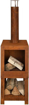 Buitenkachel met houtopslag roest ( 136,3 cm x 38,4 cm ) Esschert Design FF298 Tijdloos Ontwerp Eenvoudig Gebruik Met Houtopslag