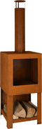 Buitenkachel met houtopslag roest ( 136,3 cm x 38,4 cm ) Esschert Design FF298 Tijdloos Ontwerp Eenvoudig Gebruik Met Houtopslag