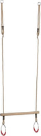 Buitenspeelgoed Keupink - Houten ringtrapeze met mtalen ringen - Rood - PP-Touwen