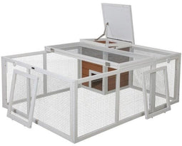 Buitenverblijf voor kleine dieren - KERBL - 132 x 102 x 59 cm - Geïntegreerd huis - Gaas