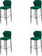 Louis Stapelbare barkruk groen, velvet gestoffeerd, brandvertragend - SET VAN 2