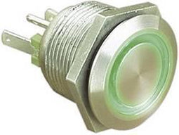 Bulgin MPI002/28/GN MPI002/28/GN Vandalismebestendige druktoets 24 V/DC 0.05 A 1x uit/(aan) Moment Groen (Ø x l) 22 mm