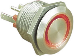 Bulgin MPI002/28/RD MPI002/28/RD Vandalismebestendige druktoets 24 V/DC 0.05 A 1x uit/(aan) Moment Rood (Ø x l) 22 mm x