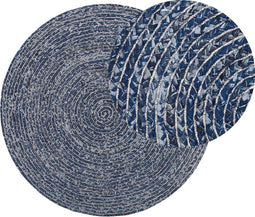 BULUCA - Laagpolig vloerkleed - Blauw - 140 cm - Katoen