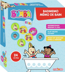 Bumba badspeelgoed - badmemo Bumba en Bumbina - 24 plaatjes - Blijven drijven en kleven aan de bandrand