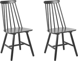 BURBANK - Eetkamerstoel - Zwart - Rubberhout