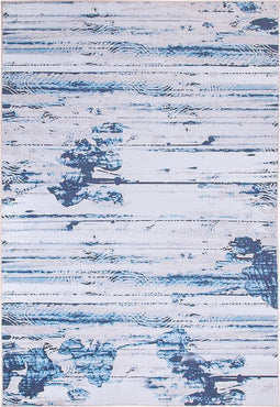 BURDUR - Laagpolig vloerkleed - Blauw - 140 x 200 cm - Polyester