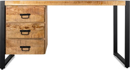 Bureau Britt mangohout 3 lades - Naturel | Meubelplaats