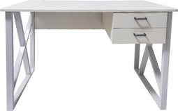Bureau computer tafel Stoer - laptop buro - industrieel modern - metaal hout - wit