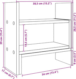 Bureau organiser 38,5x17x39 cm bewerkt hout sonoma eikenkleurig