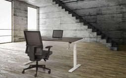 Bureau Teez Slinger zit/sta verstelbaar breed 120CM diep 80CM bladkleur Ahorn framekleur Zwart (RAL9005)