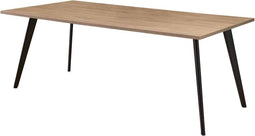 Bureau vergadertafel Victory 4-poots recht breed 140CM framekleur Wit (RAL9010) kleur blad Noten Hickory