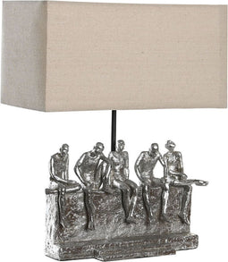 Bureaulamp DKD Home Decor 36 x 21,5 x 43 cm Zilverkleurig Beige Metaal Hars 220 V 50 W