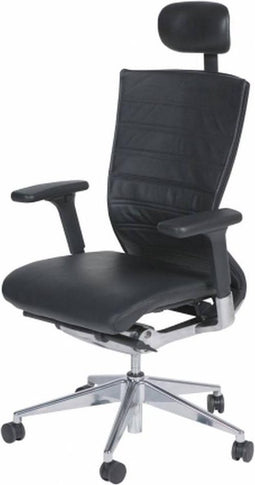 Bureaustoel - 105 verchr. ond. zitting en rug leer zw/zw, hfdst.