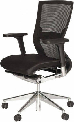 Bureaustoel - 105 verchr. ond. zitting stof, rug mesh zw/zw