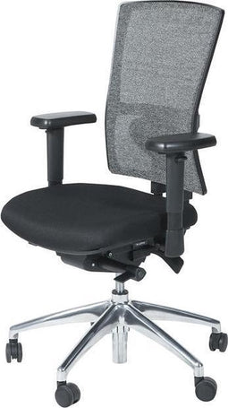 Bureaustoel - 400-NPR verchr. ond. zitting stof, rug wol zw/zw