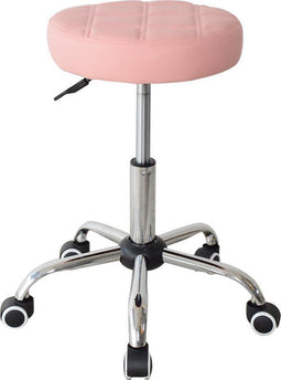 Bureaustoel kruk - bureaukruk - kantoorkruk - met wielen - hoogte instelbaar - roze