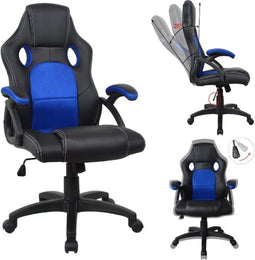Bureaustoel racing game stijl premium design Wouter blauw zwart
