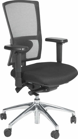 Bureaustoel serie 400-NPR Mesh NPR1813 Rug Grijs meshwol gecertificeerd met kunststof onderstel voor zware mensen