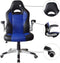 Bureaustoel Thomas - gamestoel - inklapbare armleuning ergonomisch - blauw zwart