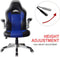 Bureaustoel Thomas - gamestoel - inklapbare armleuning ergonomisch - blauw zwart