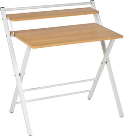 Bureautafel Inklapbaar - Hout MDF met natuurlijke look en zeer sterke, solide metalen frame (87 x 56 x 87 cm) Kleur: Wit