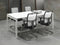 Bureautafel of vergadertafel Kubus 180x90cm breed 180CM diep 90CM hoogte bladkleur Robson Eiken framekleur Wit (RAL9010)