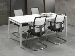 Bureautafel of vergadertafel kubus 180x90cm breed 180cm diep 90cm hoogte bladkleur wit framekleur wit (ral9010)