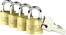 Burg Wächter 4er Set Set Quadro 222 40 SB Hangslot Gelijksluitend Messing Sleutelslot