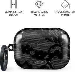 Burga Hoesje geschikt voor Apple AirPods Pro 2 Shockproof Hardcase Hoesje | Burga - Magnetic | Zwart