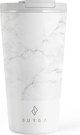 Burga - RVS Koffie To Go Thermobeker / Mok - White Marble