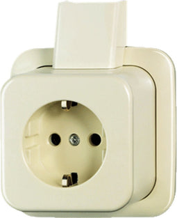 Busch Jaeger wandcontactdoos enkel RA met label creme