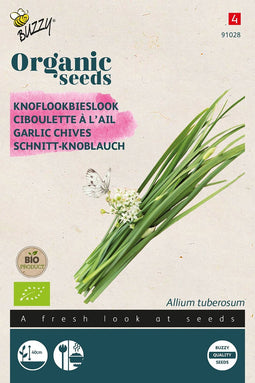 Buzzy® Organic Bieslook Knoflook (BIO): Biologische zaden voor het kweken van knoflookbieslook, ideaal voor in de keuken.