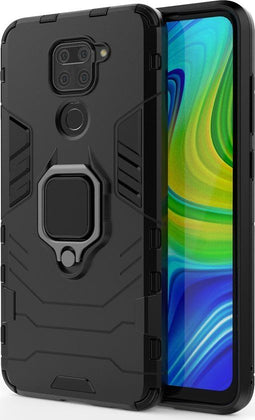 Mobigear Xiaomi Redmi Note 9 - Back Cover - Armor Ring Shockproof - Zwart