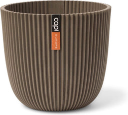 Capi Europe - Bloempot bol Groove 'made with' warm taupe - 25x23 - Warm taupe - Bloempot voor binnen en buiten - Capi ‘Made with’ - Gemaakt van gerecycled materiaal - Levenslang garantie - IGWT535