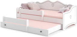 Kinderbed - met matras & lade - 160x80cm - grijs wit