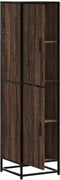 vidaXL - Hoge - kast - 35,5x35x139 - cm - bewerkt - hout - en - metaal - bruin - eiken