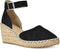 PS Poelman Enid - Espadrilles met Sleehak 8 cm - Zwart - Maat 40