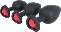 VIRGITE - ESSENTIALS - SET PLUG X3 E14 SILICONE BLACK-RUBY HEART