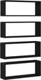 vidaXL - Wandplanken - Set - van - 4 - - - Zwart - Eiken - - - 60x15x23 - cm - - - Gemaakt - van - Houtcomposiet