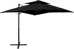 vidaXL - Zweefparasol - met - dubbel - dak - 250x250 - cm - zwart