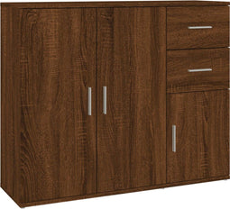 vidaXL - Dressoir - 91x29,5x75 - cm - bewerkt - hout - bruin - eikenkleur
