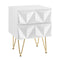 EUGAD nachtkastje met 2 lades - 3D front - wit en goud - MDF en metalen poten - 40 x 53 x 40 cm