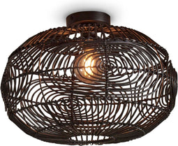 GOOD&MOJO Plafonniere Madeira - Rotan Zwart - Ø48cm - Modern