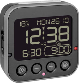 TFA Dostmann 60.2552.01 Wekker Zendergestuurd Zwart Alarmtijden: 2
