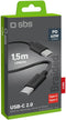 SBS TECABLETISSUETCCK - USB-C Kabel - 1,5 m 60W Gevlochten Zwart
