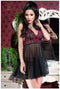 CHILIROSE - CR4214 BABYDOLL WITH PINK-BLACK THONG XXL