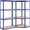 vidaXL - Opbergrek - 4-laags - 2 - st - staal - & - bewerkt - hout - blauw