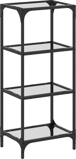vidaXL - Opbergrek - met - transparant - glazen - blad - 40x30x95 - cm - staal