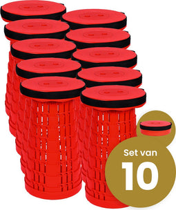 Opvouwbare kruk extra strong vol rood per 10 - telescopische kruk - 250 kg - inklapbare kruk - draagbaar - kampeerstoel - opstapkrukje